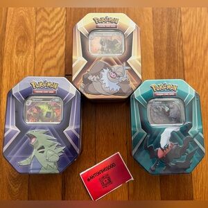 Pokemon Triple Whammy Tins Darkrai Slaking Tyranitar - Set of 3 - lot